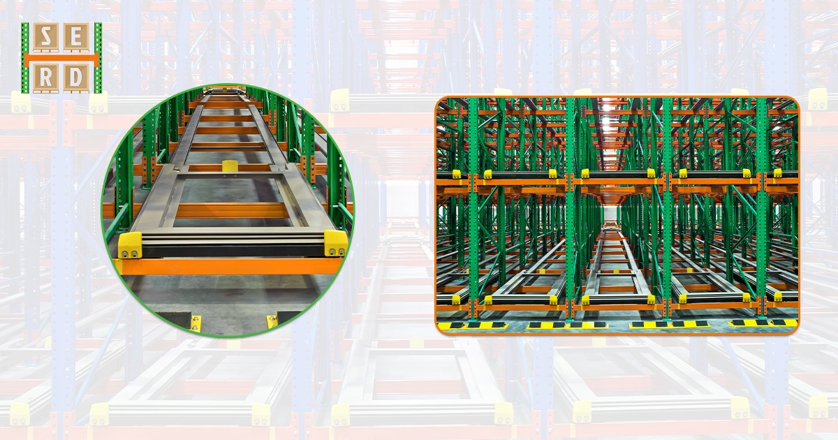 Automated pallet shuttle system for high-density warehouse storage.